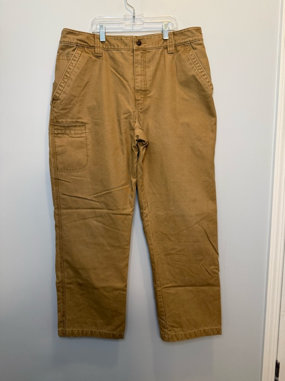 L.L. Bean Katahdin Iron Works 100% Cotton Lined Pants Duck Canvas Brown 36x30